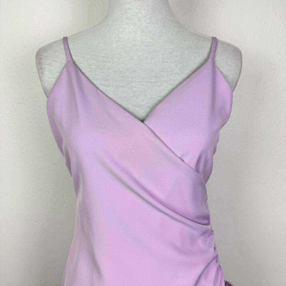 4SI3NNA | NWT Swipe Right Cassie Lilac Purple Mini Faux Wrap Dress - Picture 5 of 13